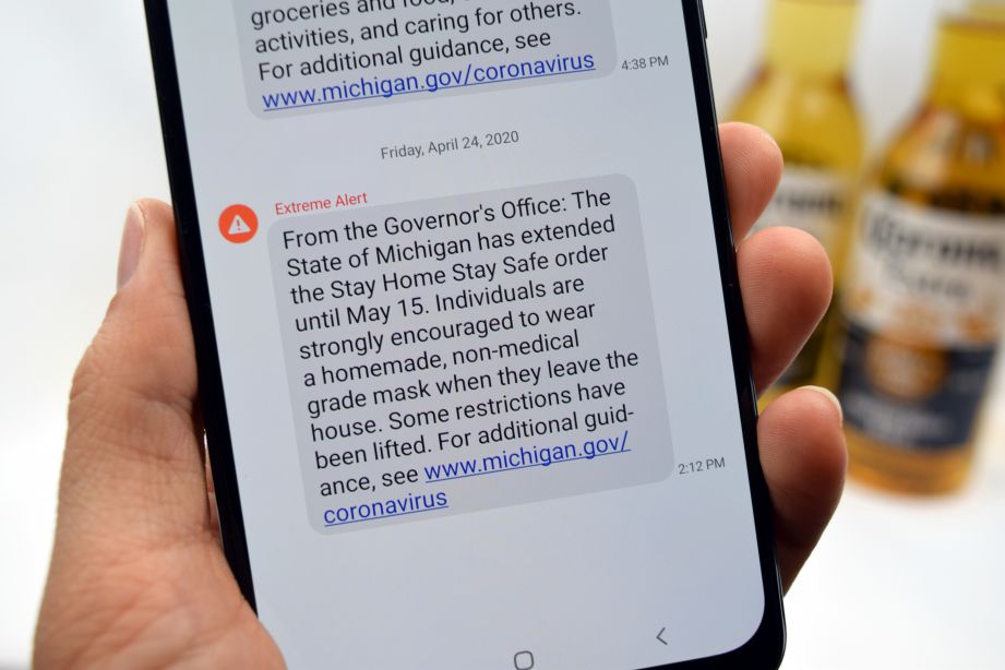 Lockdown Text Alert from Governor of Michigan