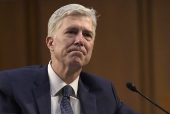 Image of Supreme Court Justice Neil Gorsuch during a hearing.
