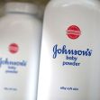 Bottles of Johnson's baby powder on display. Bottles of Johnson's baby powder on display.