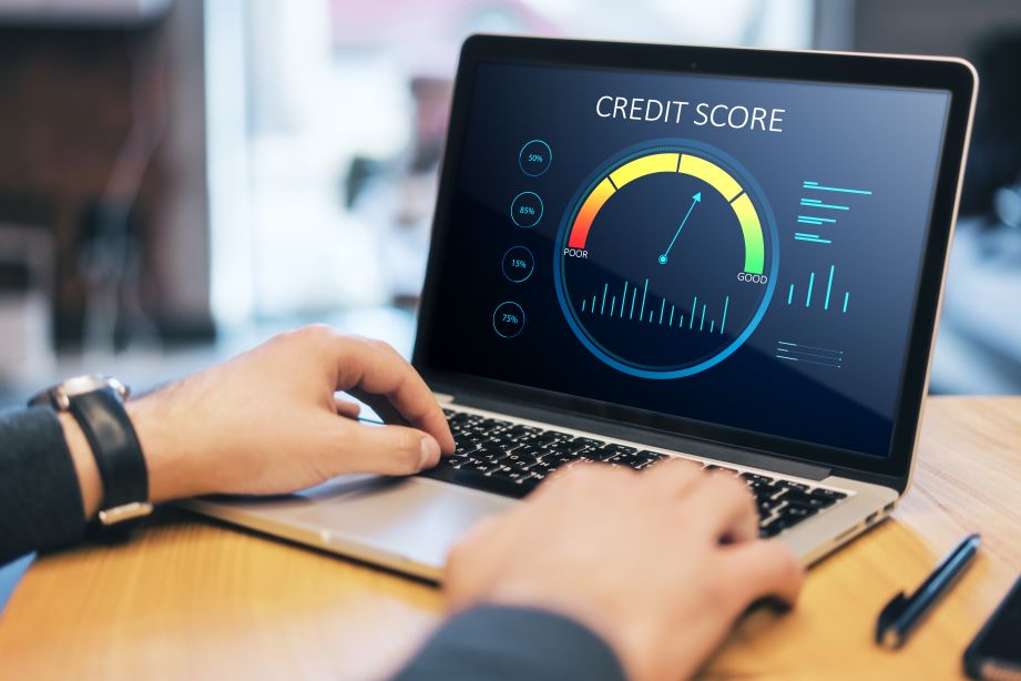 Credit score on computer screen