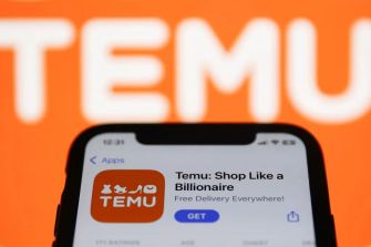 Image of a smartphone displaying the Temu app with the slogan "Shop Like a Billionaire" against an orange background.