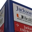 Signage for the Jackson Health System, affiliated with the University of Miami Health System. Signage for the Jackson Health System, affiliated with the University of Miami Health System.