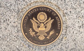 Seal of the Eighth Circuit Court of Appeals displayed on a stone surface.
