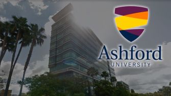 Image of the Ashford University building with the university's logo displayed prominently.