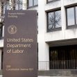 Sign outside the United States Department of Labor building. Sign outside the United States Department of Labor building.