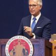 Los Angeles District Attorney George Gascón speaking at an event, with the official seal of the District Attorney's office visible. Los Angeles District Attorney George Gascón speaking at an event, with the official seal of the District Attorney's office visible.
