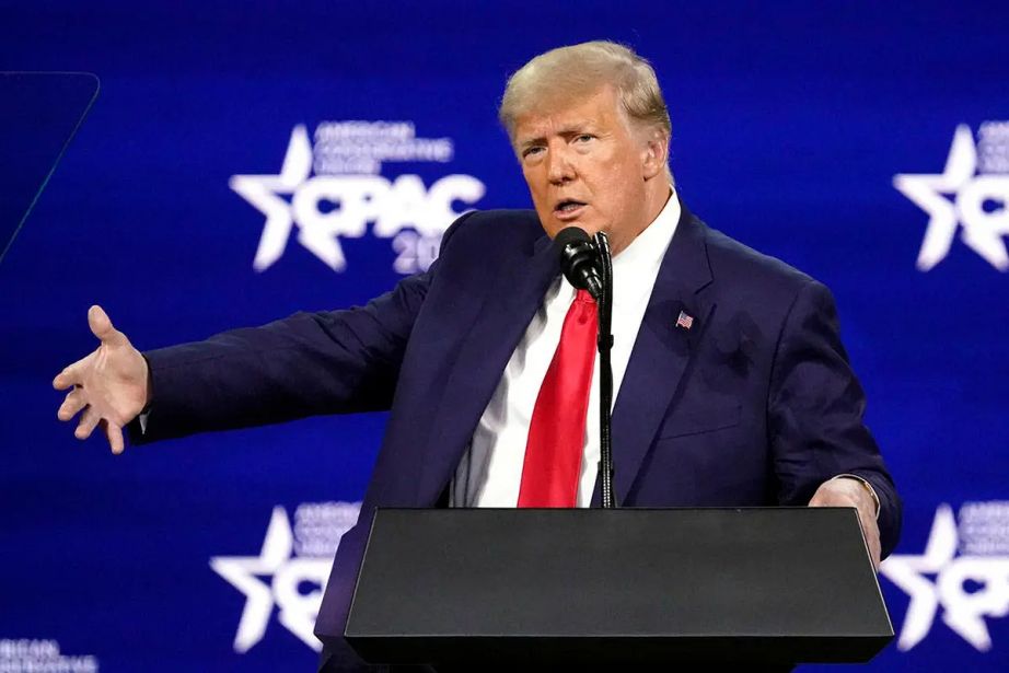 Former President Donald Trump speaks at the Conservative Political Action Conference (CPAC), Sunday, Feb. 28, 2021, in Orlando, Fla. (AP Photo/John Raoux)