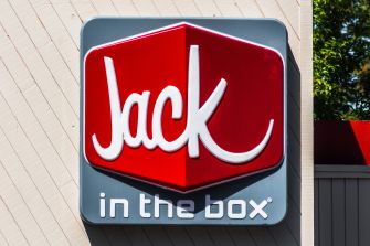 Signage featuring the Jack in the Box logo.