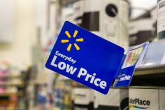 Walmart price tag displaying "Everyday Low Price" in a store aisle.