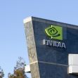 NVIDIA company logo on the exterior of a building. NVIDIA company logo on the exterior of a building.