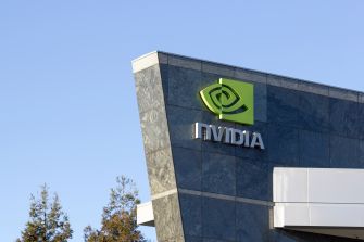 NVIDIA company logo on the exterior of a building.