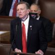 A Republican lawmaker, Paul Gosar, addressing the House of Representatives while wearing a mask during a censure vote. A Republican lawmaker, Paul Gosar, addressing the House of Representatives while wearing a mask during a censure vote.