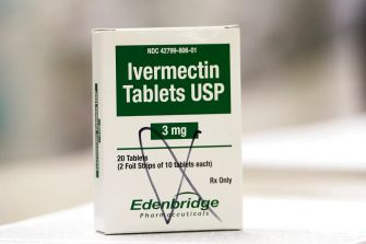 A package of Ivermectin tablets, labeled for human use, showing the dosage of 3 mg.
