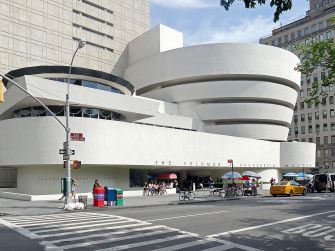 Exterior view of the Solomon R. Guggenheim Museum in New York City.