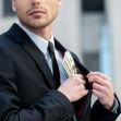 A man in a suit placing cash into his jacket pocket, symbolizing embezzlement. A man in a suit placing cash into his jacket pocket, symbolizing embezzlement.
