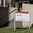 Signage for Poe Hall at North Carolina State University, indicating its location on campus. Signage for Poe Hall at North Carolina State University, indicating its location on campus.