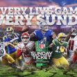 Promotional image for NFL Sunday Ticket featuring multiple players and the slogan "Every Live Game. Every Sunday." Promotional image for NFL Sunday Ticket featuring multiple players and the slogan "Every Live Game. Every Sunday."