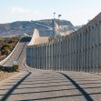 Workers construct wall in the desert between Sundland Park, N.M., and Ciudad Juarez, Mexico, last month. Herika Martinez/AFP via Getty Images