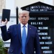 Former President Donald Trump holding a bible in front of St. John's Church, following the controversial clearing of protesters in Lafayette Square. Former President Donald Trump holding a bible in front of St. John's Church, following the controversial clearing of protesters in Lafayette Square.