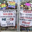 Demonstrators holding signs protesting the Migrant Protection Protocols (MPP), highlighting its impact on immigrants in Mexico and the USA. Demonstrators holding signs protesting the Migrant Protection Protocols (MPP), highlighting its impact on immigrants in Mexico and the USA.