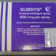 Box of Subsys fentanyl sublingual spray, highlighting its potency and medical use. Box of Subsys fentanyl sublingual spray, highlighting its potency and medical use.