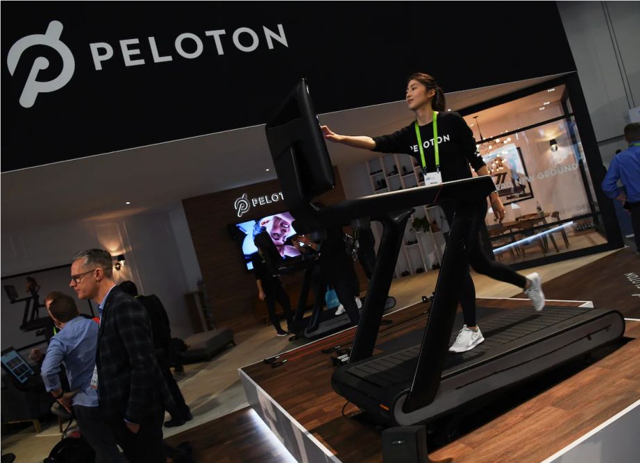 A Peloton Tread treadmill in use at the CES trade show in Las Vegas in 2018. (Ethan Miller/Getty Images)