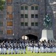A ceremonial event at the United States Military Academy at West Point, featuring cadets in uniform. A ceremonial event at the United States Military Academy at West Point, featuring cadets in uniform.