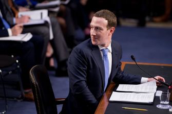 Mark Zuckerberg testifying before Congress during a session related to antitrust concerns surrounding Facebook.
