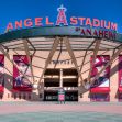 Entrance of Angel Stadium in Anaheim, featuring large banners of players and the team's logo. Entrance of Angel Stadium in Anaheim, featuring large banners of players and the team's logo.
