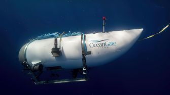 A submersible operated by OceanGate, named Titan, shown underwater.