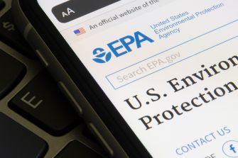 Close-up of a smartphone screen displaying the U.S. Environmental Protection Agency (EPA) website.
