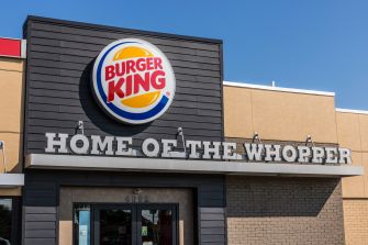 Burger King restaurant with signage stating "Home of the Whopper."