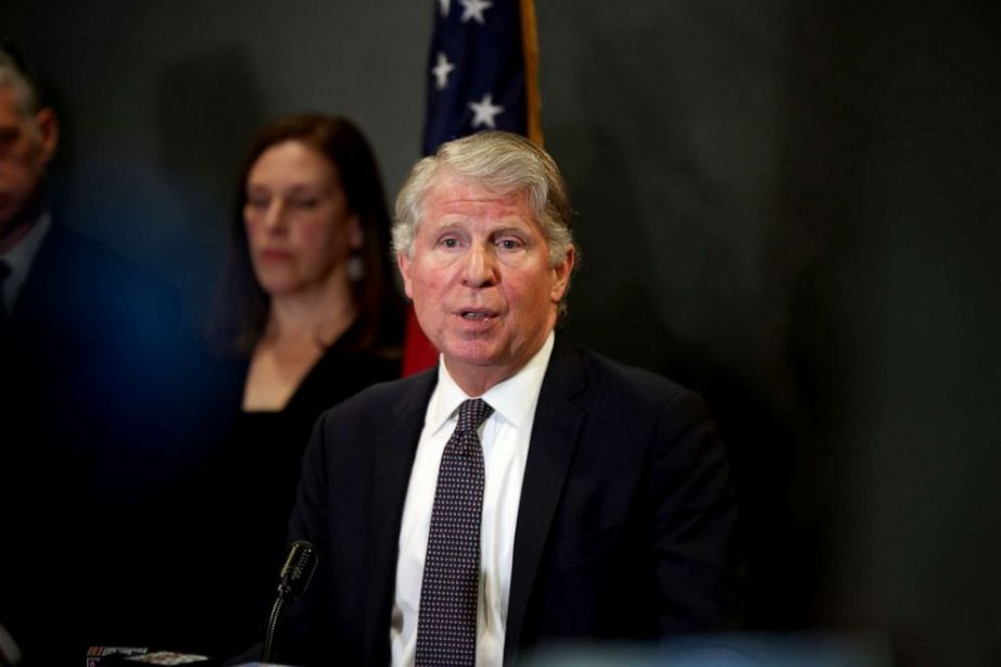 Manhattan District Attorney Cyrus Vance Jr. speaks at the press conference in New York, Feb. 24, 2020.