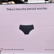 Advertisement for Thinx period underwear promoting stress-free period protection. Advertisement for Thinx period underwear promoting stress-free period protection.