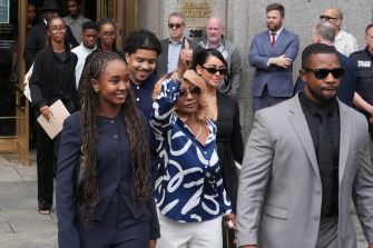 Janice Combs mother of Sean "Diddy" Combs with her children and family members at Manhattan's Federal Court.