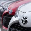 A close-up of the front of several Toyota vehicles, highlighting the iconic Toyota emblem. A close-up of the front of several Toyota vehicles, highlighting the iconic Toyota emblem.