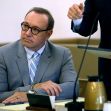 Kevin Spacey in a courtroom during a legal proceeding related to sexual assault allegations. Kevin Spacey in a courtroom during a legal proceeding related to sexual assault allegations.