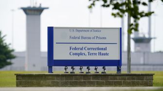 Sign at the entrance of the Federal Correctional Complex in Terre Haute, Indiana, where Orlando Hall was executed.