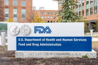 Signage for the U.S. Food and Drug Administration (FDA) located outside their headquarters.