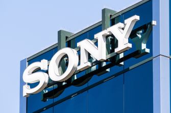 Sony company logo displayed on a building exterior.