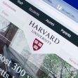 Harvard University website interface with university branding and navigation options. Harvard University website interface with university branding and navigation options.