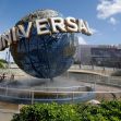 Universal Orlando globe entrance with restaurants in the background. Universal Orlando globe entrance with restaurants in the background.