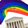 A close-up of a rainbow flag waving in front of the U.S. Supreme Court building, symbolizing LGBTQ rights and advocacy. A close-up of a rainbow flag waving in front of the U.S. Supreme Court building, symbolizing LGBTQ rights and advocacy.