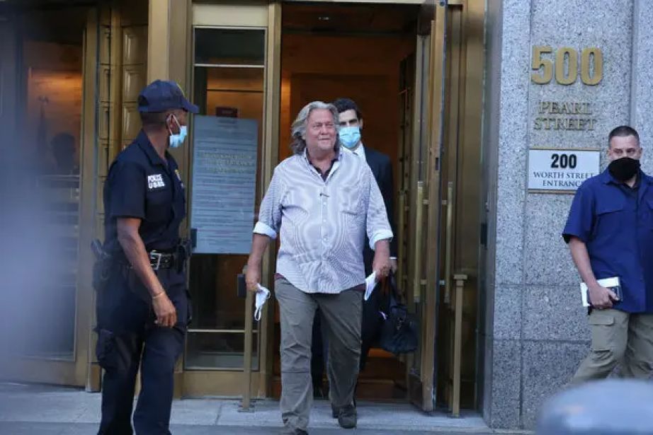 Stephen Bannon, a former adviser to President Donald J. Trump, exiting the Manhattan Federal Court in August, 2020.