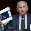 A man in a suit holding a printed sign with the text "FIRE DR. FAUCI" during a congressional hearing. A man in a suit holding a printed sign with the text "FIRE DR. FAUCI" during a congressional hearing.