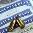 Image depicting Social Security cards with bullets, symbolizing the intersection of legal and financial consequences in cases of homicide. Image depicting Social Security cards with bullets, symbolizing the intersection of legal and financial consequences in cases of homicide.