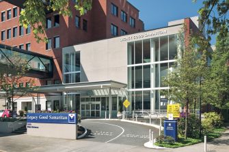 Exterior view of Legacy Good Samaritan Medical Center in Portland, Oregon.