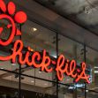 Chick-fil-A restaurant exterior with the logo displayed prominently. Chick-fil-A restaurant exterior with the logo displayed prominently.
