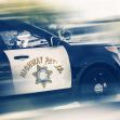 A California Highway Patrol vehicle in motion. A California Highway Patrol vehicle in motion.