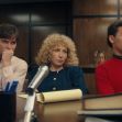 A still from a courtroom scene featuring characters, possibly portraying individuals involved in the Menendez brothers' trial. A still from a courtroom scene featuring characters, possibly portraying individuals involved in the Menendez brothers' trial.